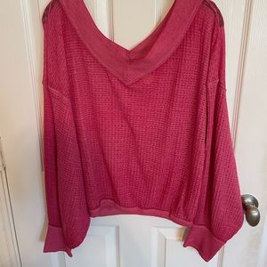 Free people Southside waffle knit shirt